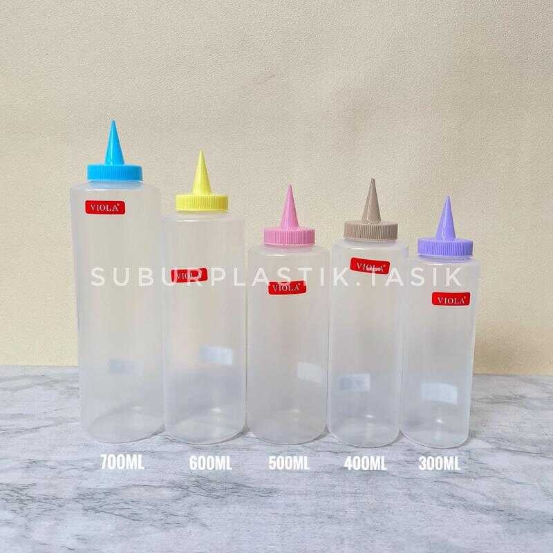 

[6 & 12 Pcs] Saos Viola | Bahan Tebal 300ml 400ml 500ml 600ml 700ml Botol Mayo Plastik Bening