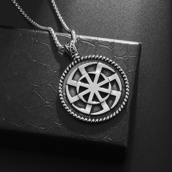 Hot Style Personalized Retro Viking Round Brand Men's Alloy Pendant Necklace