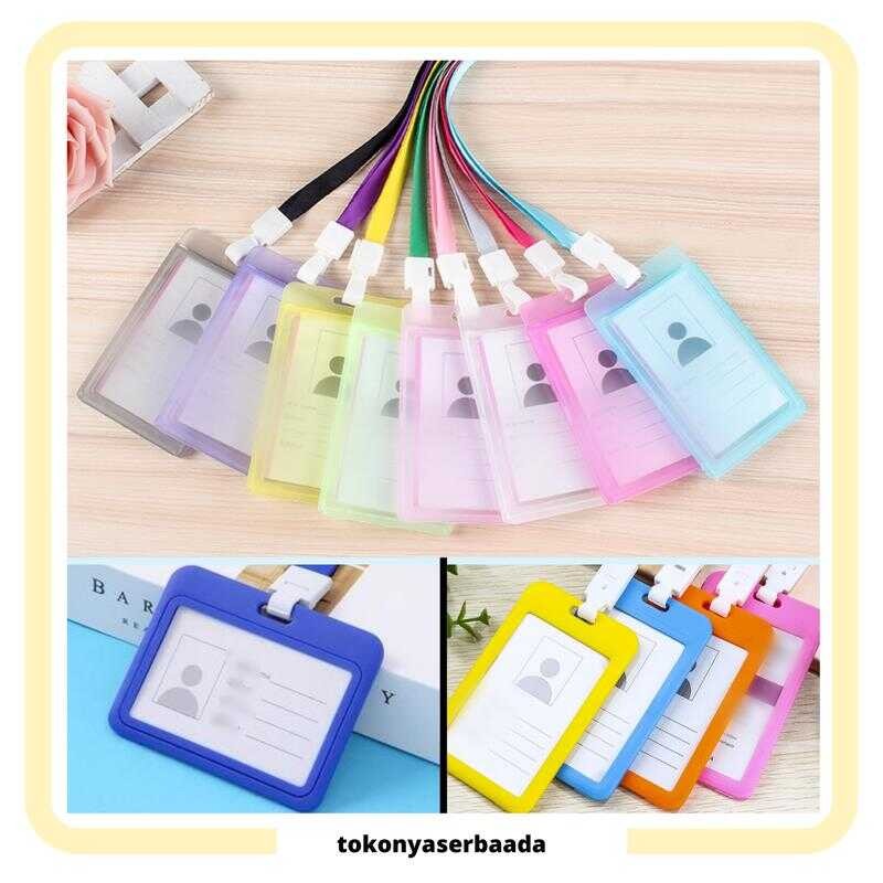 

TSA Name Tag Id Card Transparant Gantungan Kartu Nama Plastik Vertical Lanyard Potrait Motif Polos Warna Warni Tanda