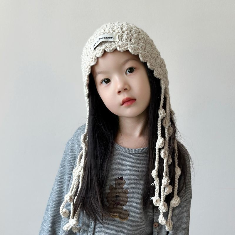 Topi Anak-Anak untuk Wanita 2025 Topi Wol Baru Untuk Gadis Musim Gugur dan Musim Dingin Topi Korea K