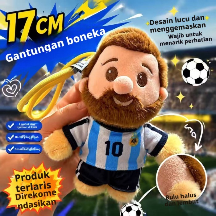 Piala Dunia Argentina Messi Boneka Boneka Mewah Bintang Memorial Enzo Kartun Liontin Boneka Mewah S