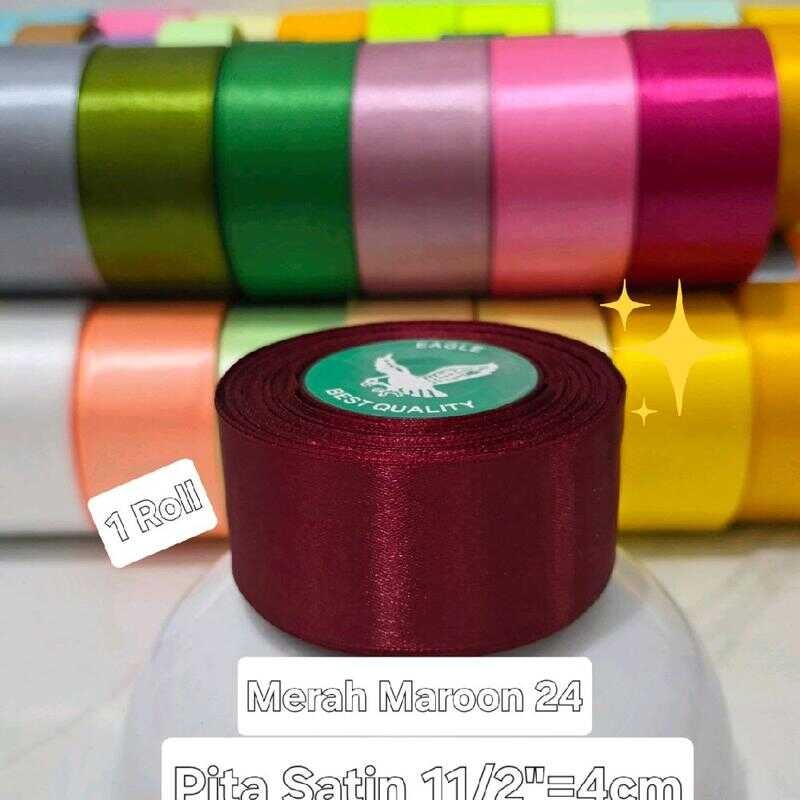 

PITA SATIN 4CM art craft DIY Pita kado pita Hampers warna warni bucket bouqet 1roll 25yard