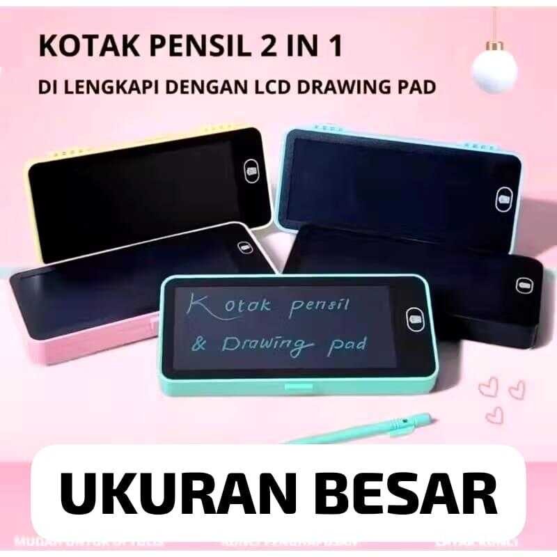 

AB121 Box Pencil Drawing Pad Edukasi 2in1 kotak Pensil Case Lcd Ukuran Besar Writing Stationery