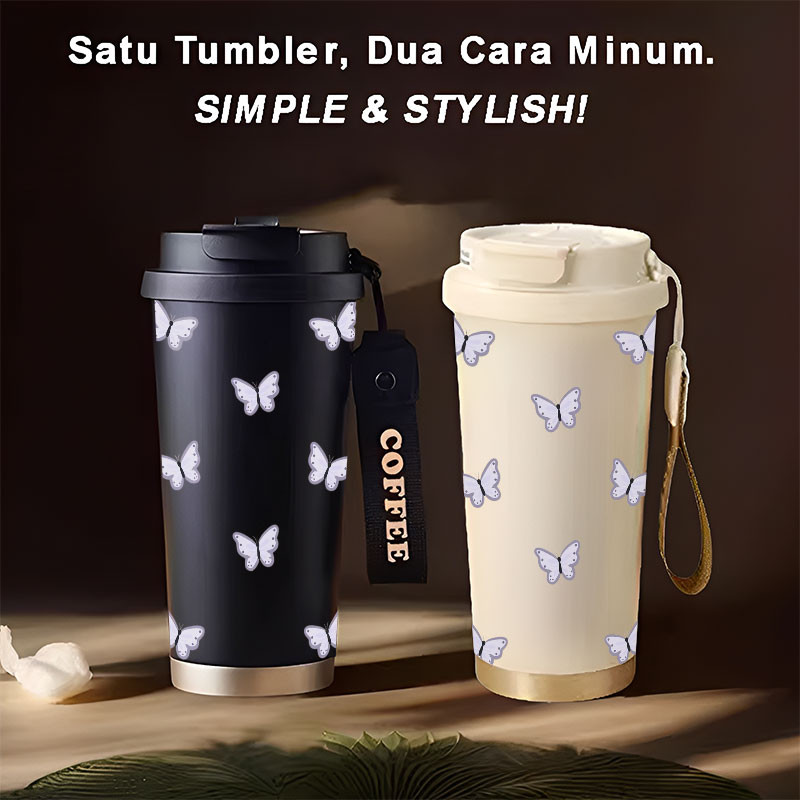 Tumbler Dreamy Butterflies  500ml Stainless Steel 316 Portable Botol Minum Simple Stylish & Aestheti