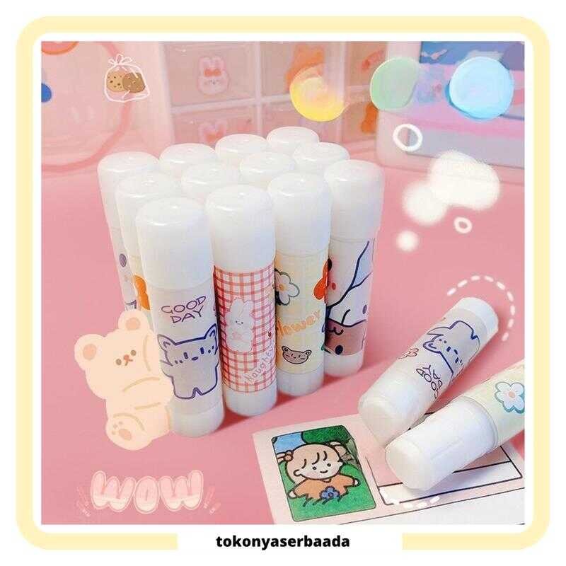 

TSA (COD) Perekat Kertas Padat Glue Stick Lem Stik Batang Putar Sekolah Kantor Motif Korea Lucu
