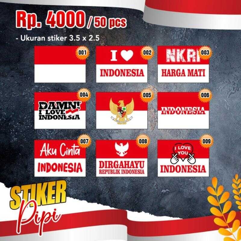 

50pcs Tempelan Sticker pipi Pipi Bendera merah Putih / stiker dirgahayu Paper
