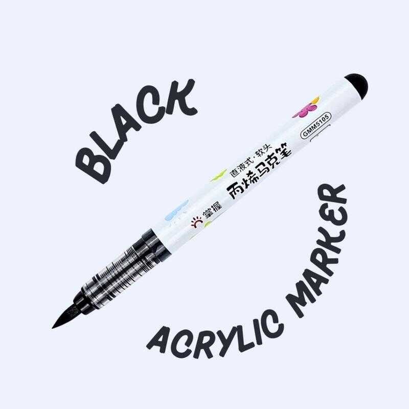 

GRASP Brush Pen Acrylic Marker Black Penebal Crayon Warna Hitam