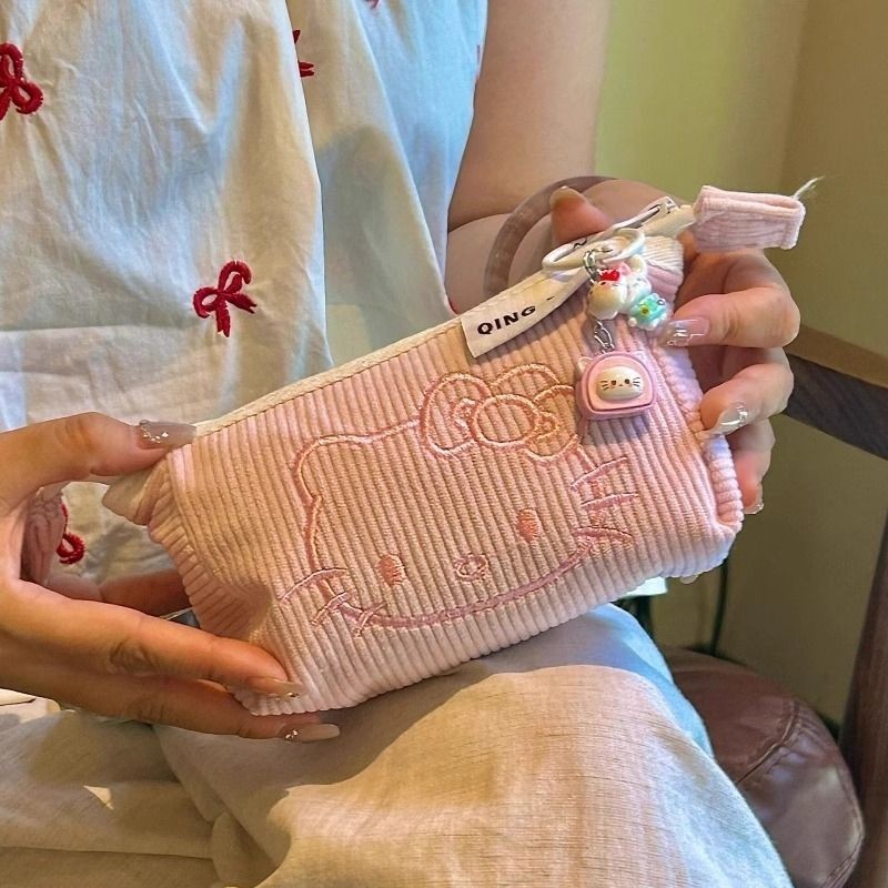 

【Tas Stationery Kain Corduroy】Tas Pensil Kapasitas Besar dengan Penutup Kreatif - Desain Lucu untuk Pelajar SMP dan Mahasiswi, Gaya Instagram yang Trendi