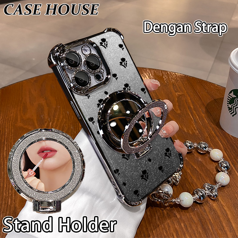 Glitter Card Case HP Samsung A05S A20S A32 A52S Stand Holder Cermin Casing Samsung A04E A12 5G A23 A