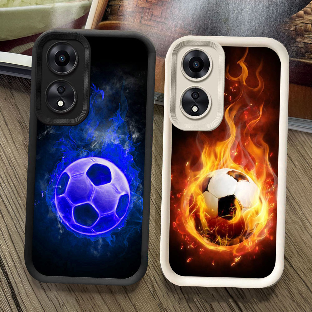 Casing Ponsel Anti Jatuh untuk OPPO A78 A18 A98 A58 A38 A17 A60 5G AD16 Football Soccer