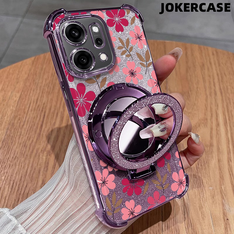 Glitter Card Case HP Oppo A53 A9 2020 A57 2022 A17K A15 Cermin Dengan Stand Oppo Case Silikon Casing