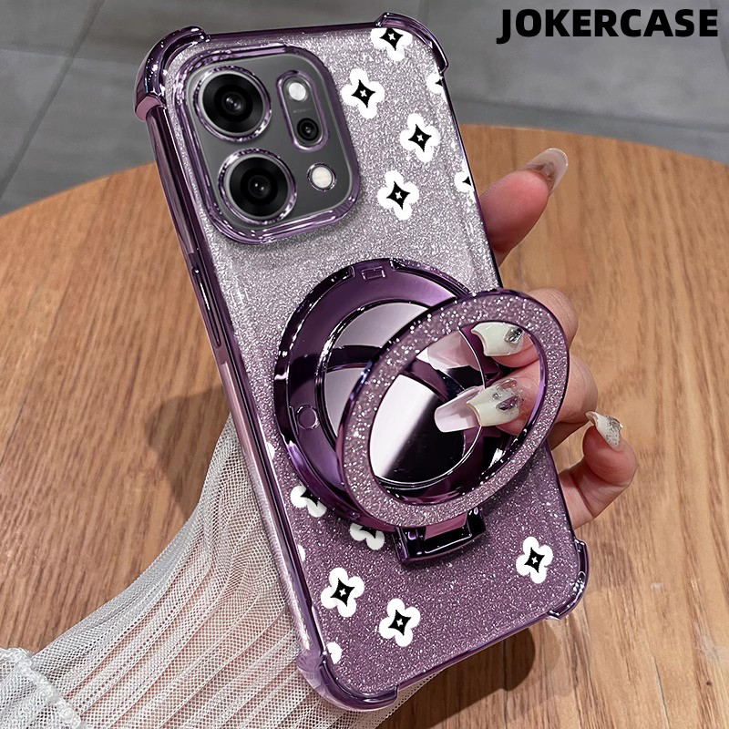 Glitter Card Case HP Oppo A53 A9 2020 A57 2022 A17K A15 Cermin Dengan Stand Oppo Case Silikon Casing