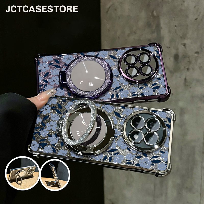 Glitter Card Case HP Oppo A12E A17 A57 A74 Cermin Bracket Stand Oppo Case A3S A96 Silikon Casing Opp