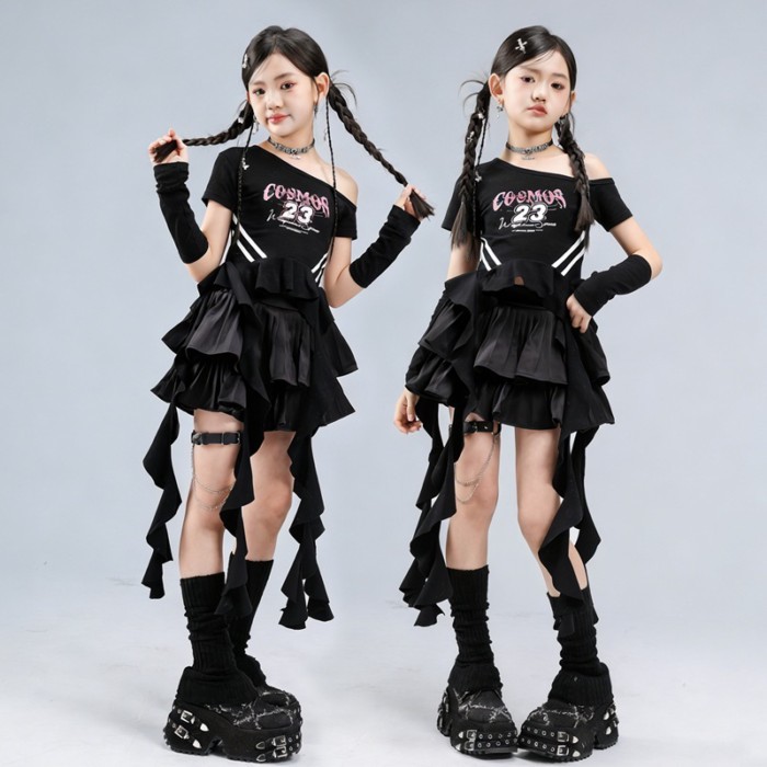 Jazz Dance Girls' Clothing, Sweet And Cool Streamer Skirt Suit, Children's Jazz Dance Street Dance