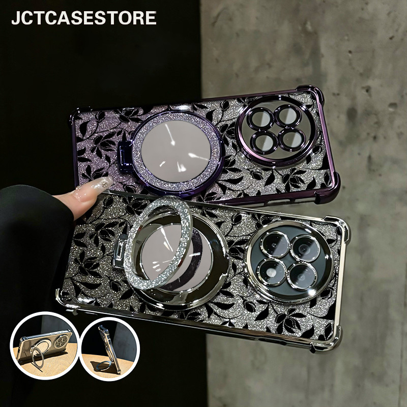 Glitter Card Case HP Oppo A12E A17 A57 A74 Cermin Bracket Stand Oppo Case A3S A96 Silikon Casing Opp