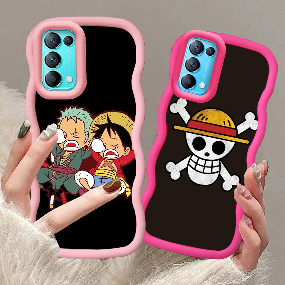 A-23 One Piece Casing untuk OPPO Reno 6 5 Find X3 4 Lite 5G hitam merah Pink Case