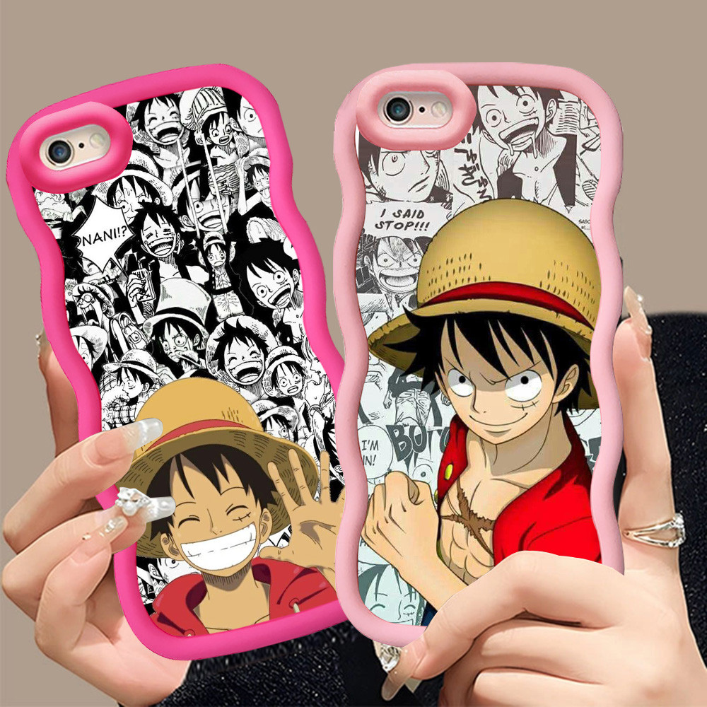 A-4 One Piece Luffy Casing untuk iPhone 8 7 Plus SE 2022 2020 hitam merah Pink Case