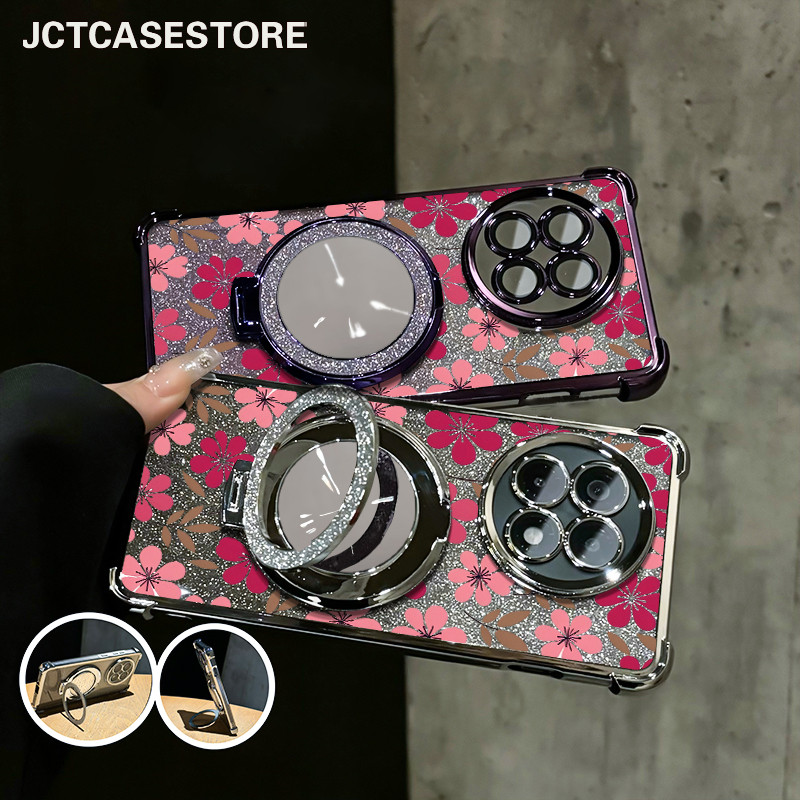 Glitter Card Case HP Oppo A12E A17 A57 A74 Cermin Bracket Stand Oppo Case A3S A96 Silikon Casing Opp