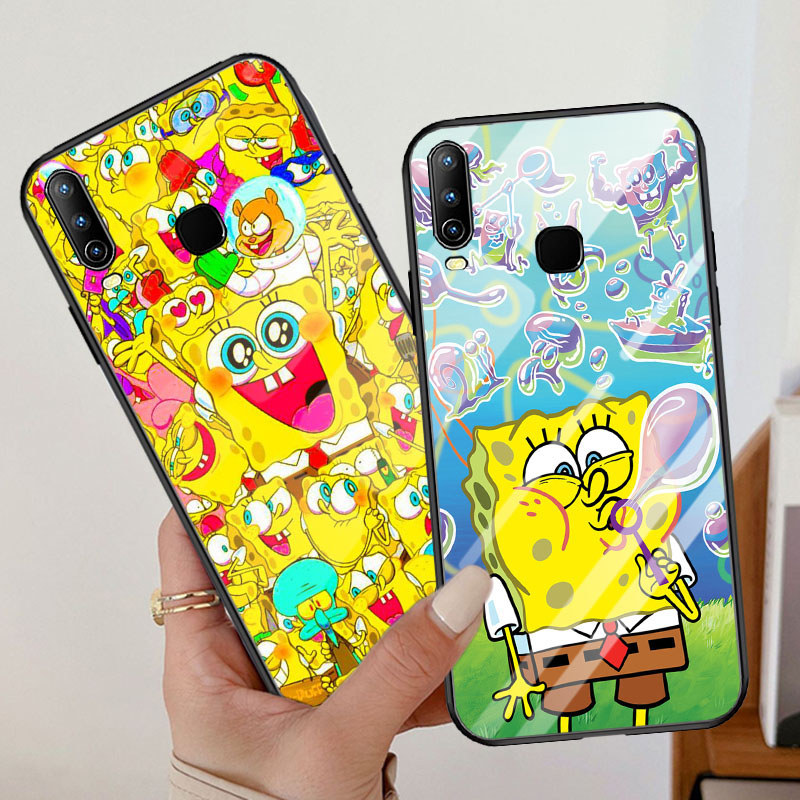 T-31 SpongeBob Casing Kaca Tempered untuk VIVO Y19 Y30 Y81 Y12 Y15 Y12i Y17 Y50 Y15S Y17S Y81s Case