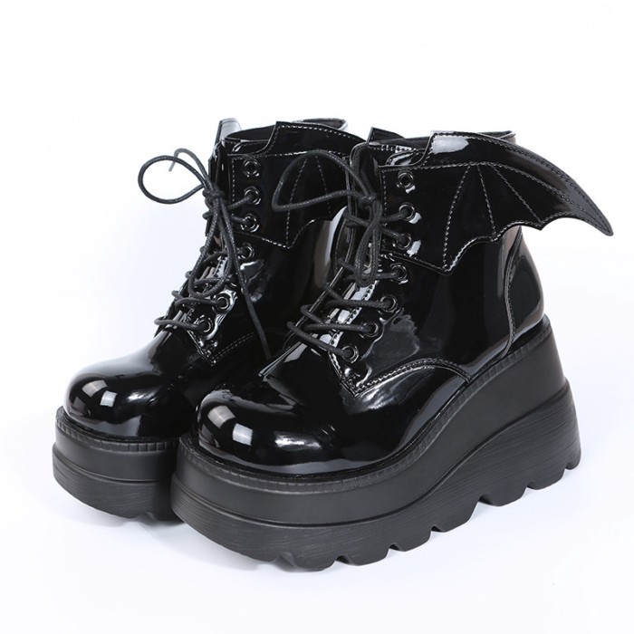 Demonia Thick-soled Boots Spring And Autumn New Style Dark Special Wing Wedge Boots Women's Large S