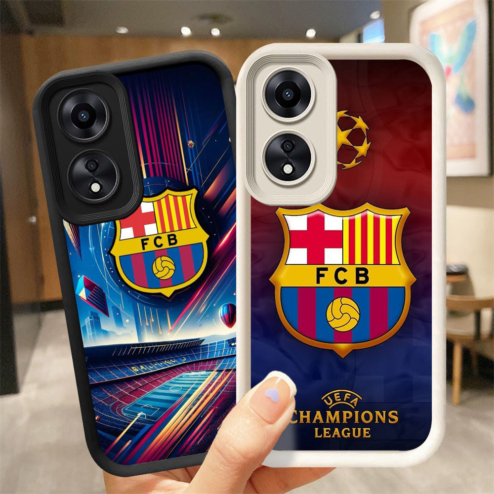 Casing Ponsel Anti Jatuh untuk OPPO A78 A18 A98 A58 A38 A17 A60 5G AD6 Barcelona FC