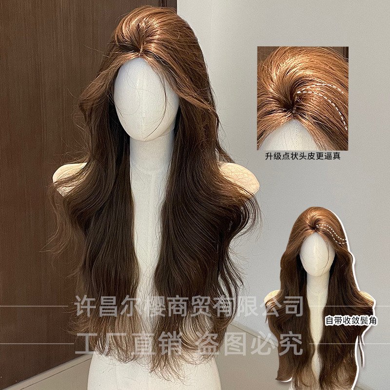 Rambut Palsu Wig Keriting Panjang Baru Wanita Er Ying, Dengan Poni, Alami  Realistis Untuk Seluruh K