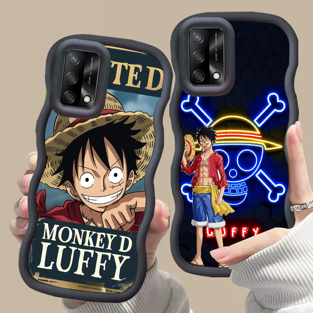 D-3 One Piece Luffy Pink merah Casing untuk OPPO A52 A74 A95 A92 A72 hitam