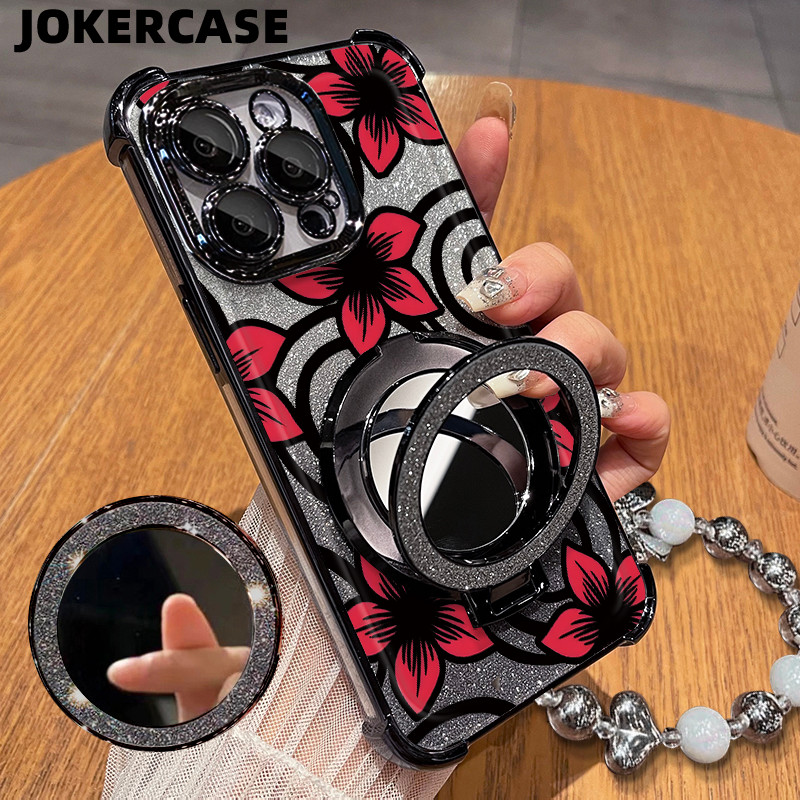 Glitter Card Case HP Oppo A12 A16 A36 A5 Cermin Bracket Stand Oppo Case Silikon Casing Oppo A52 A74 