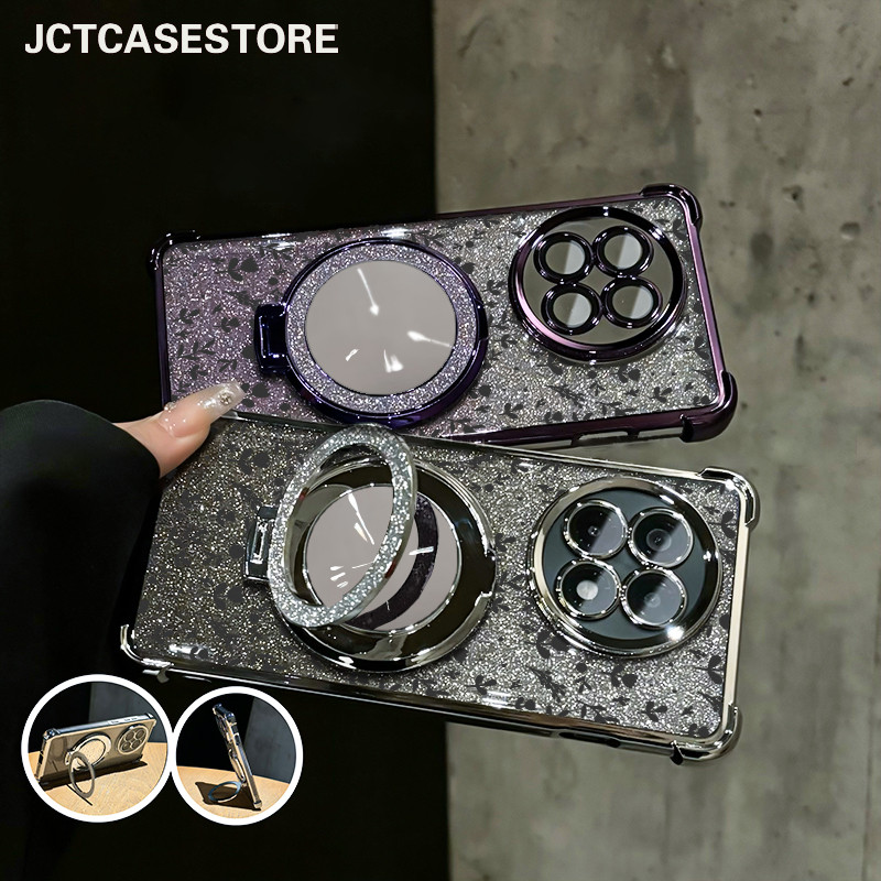 Glitter Card Case HP Oppo A12E A17 A57 A74 Cermin Bracket Stand Oppo Case A3S A96 Silikon Casing Opp
