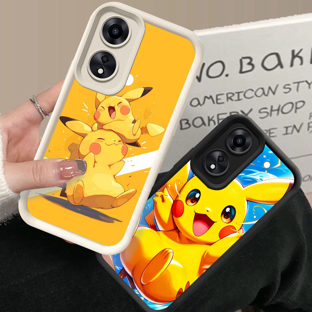 Casing Ponsel Anti Jatuh untuk OPPO A78 A18 A98 A58 A38 A17 A60 5G AD31 Pikachu