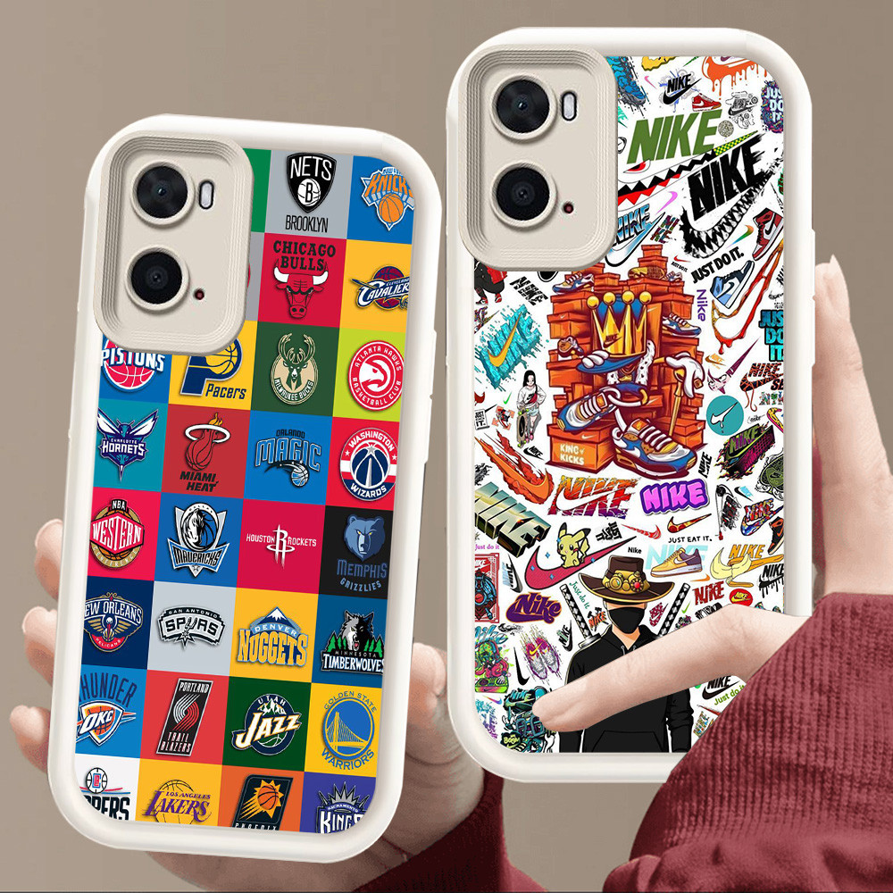 Casing untuk OPPO A57 A77s A76 A36 A57e A96 A57s A77 Putih lembut E114 fashion bola basket