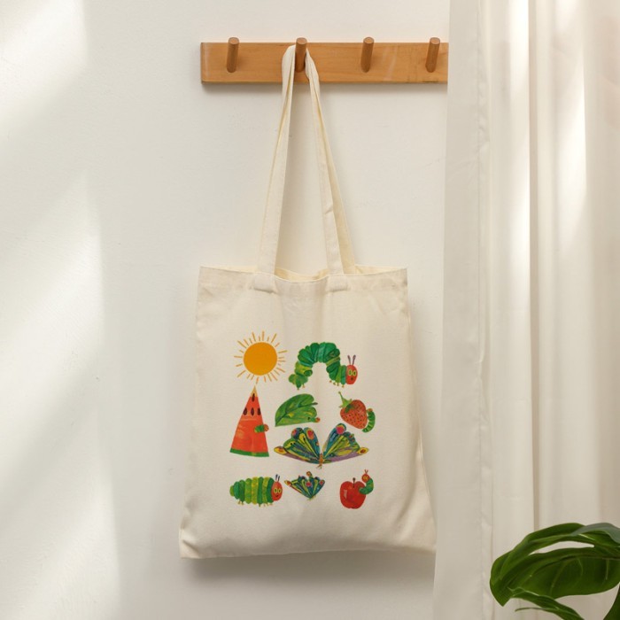 Hungry Caterpillar Teacher Canvas Tote Bag, Vintage Personalized Custom Shoulder Bag Reusable Shopp