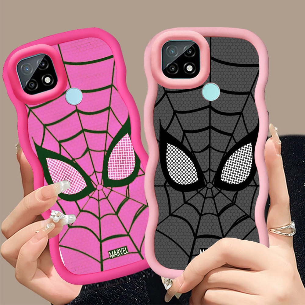 A-26 Spiderman Casing untuk OPPO A15s A35 A15 Realme C15 C12 C11 2021 hitam merah Pink Case