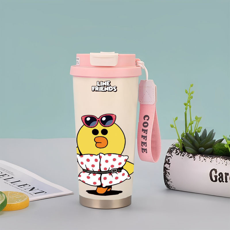 Cute Sally Line Friends Tumbler Kopi Stainless Steel CUP 500 ML Vacuum Mug Termos Coffee Cup CUPLXSP