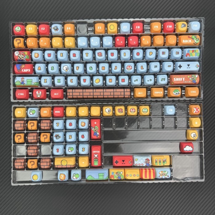 Super Mario Theme Game Keyboard Keycap Mechanical Keyboard Customized PBT Sublimation Theme Mario