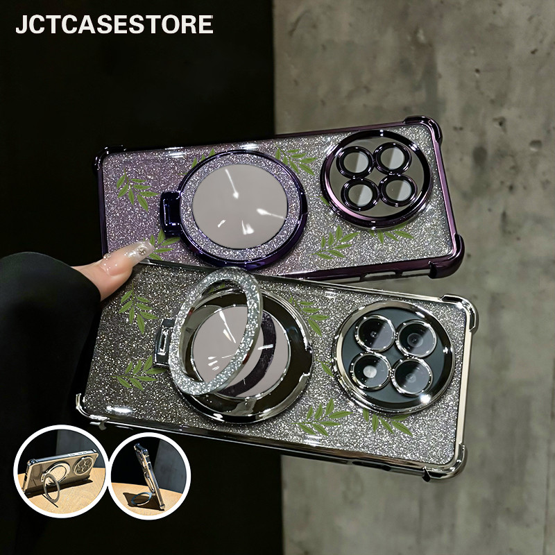 Glitter Card Case HP Oppo A12E A17 A57 A74 Cermin Bracket Stand Oppo Case A3S A96 Silikon Casing Opp