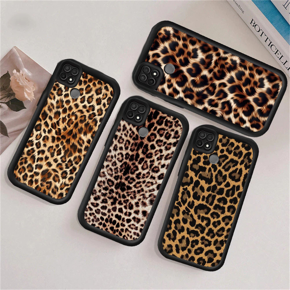 MY47 leopard print Casing untuk Hp Plating OPPO A76 A74 A77 A92 A77s A91 A9 A78 A93 2020 5G kasus si