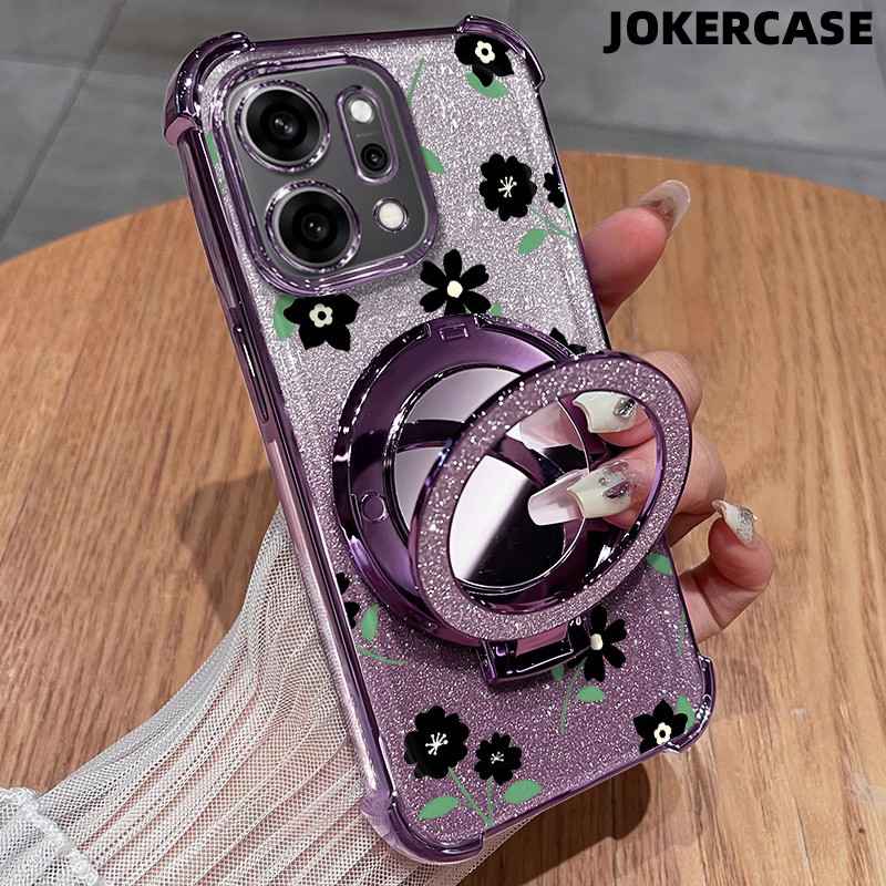 Glitter Card Case HP Oppo A53 A9 2020 A57 2022 A17K A15 Cermin Dengan Stand Oppo Case Silikon Casing