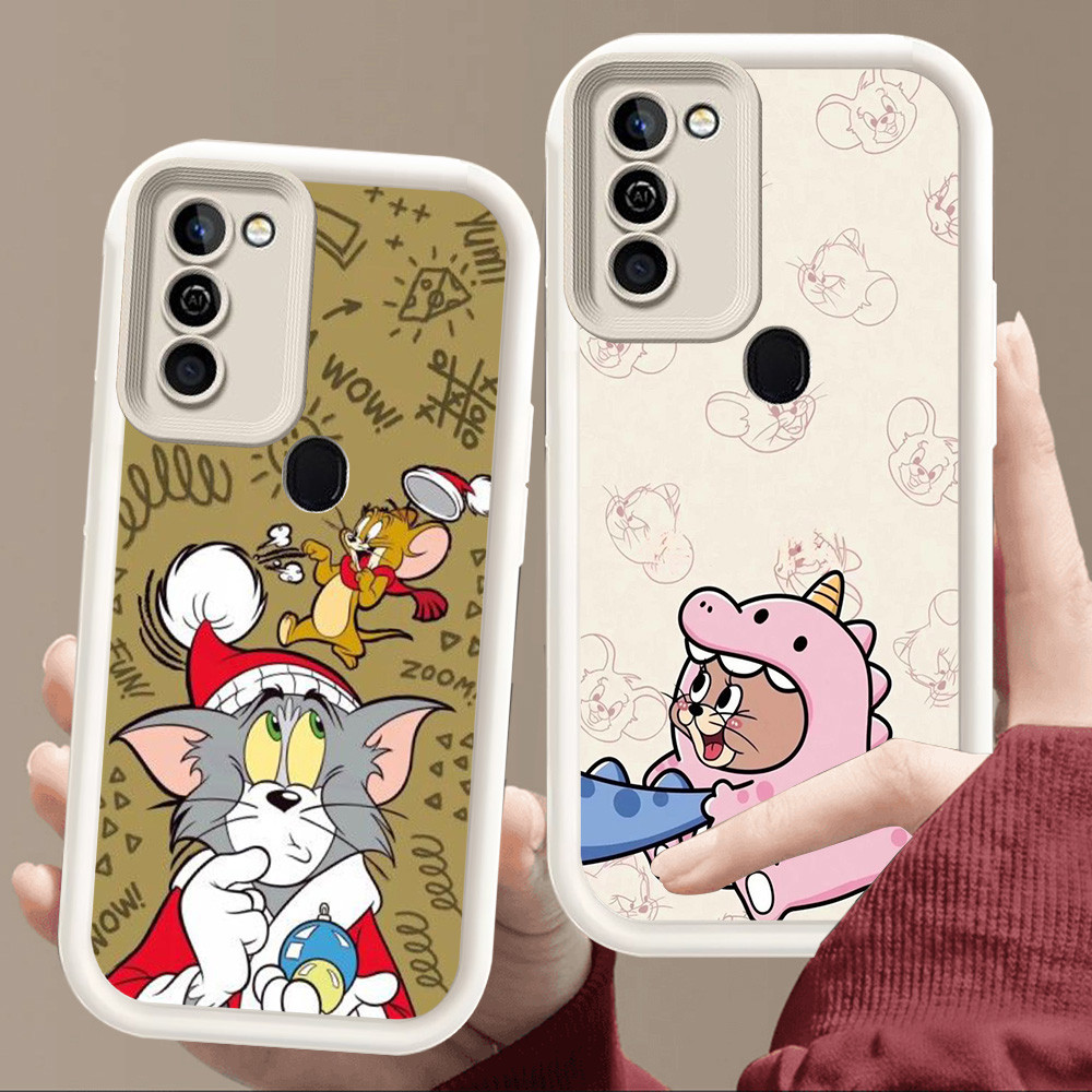 Casing untuk Infinix HOT Smart 5 11 8 12 6 10 Play Plus Putih lembut E10 Cat Mouse couple