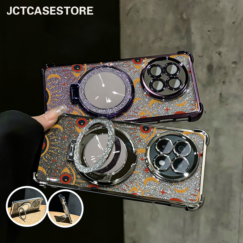 Glitter Card Case HP Oppo A12E A17 A57 A74 Cermin Bracket Stand Oppo Case A3S A96 Silikon Casing Opp