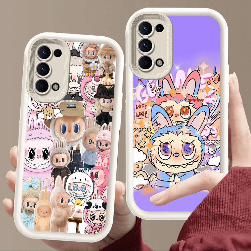 Casing untuk OPPO Reno A94 A95 5 A55 A74 A92 A52 4 6 A72 A16s A16 A54S 5G Putih lembut E63 Cute Pink