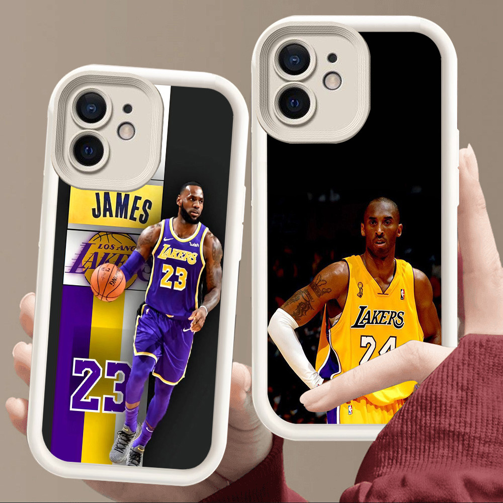Casing untuk iPhone XR 15 12 Mini 11 X XS Pro Max Putih lembut E68 N-B-A Lakers