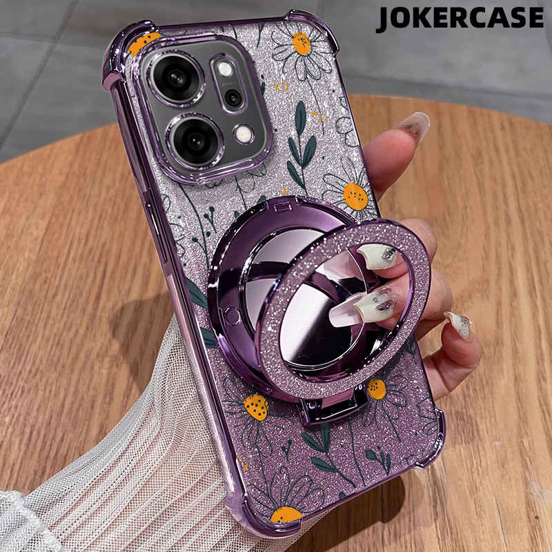 Glitter Card Case HP Oppo A53 A9 2020 A57 2022 A17K A15 Cermin Dengan Stand Oppo Case Silikon Casing