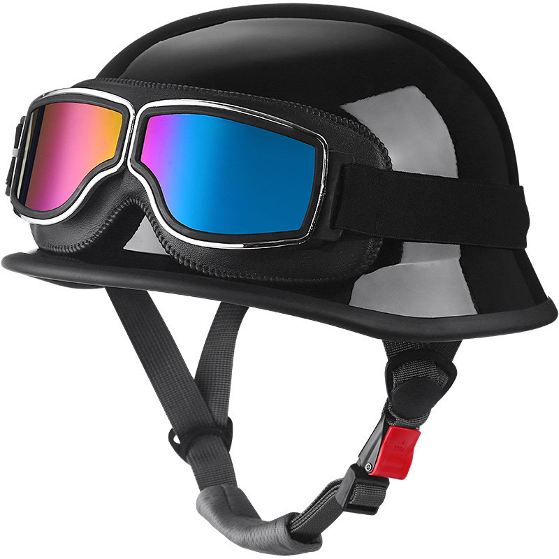 Helm Herley Baja Jerman Model Pedal Dengan Kacamata Pelindung, Setengah Vintage Cruiser, Motor Harle