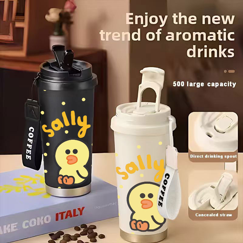 Sally Line Friends Tumbler Kopi Stainless Steel CUP 500 ML Vacuum Mug Termos Coffee Cup CUPLXSP01028