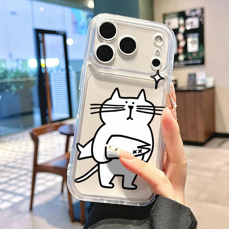 Casing ponsel kucing pegang ikan mati cocok untuk Samsung A71 A72/A72 5G A73 5G Note 20 Note20 Ultra