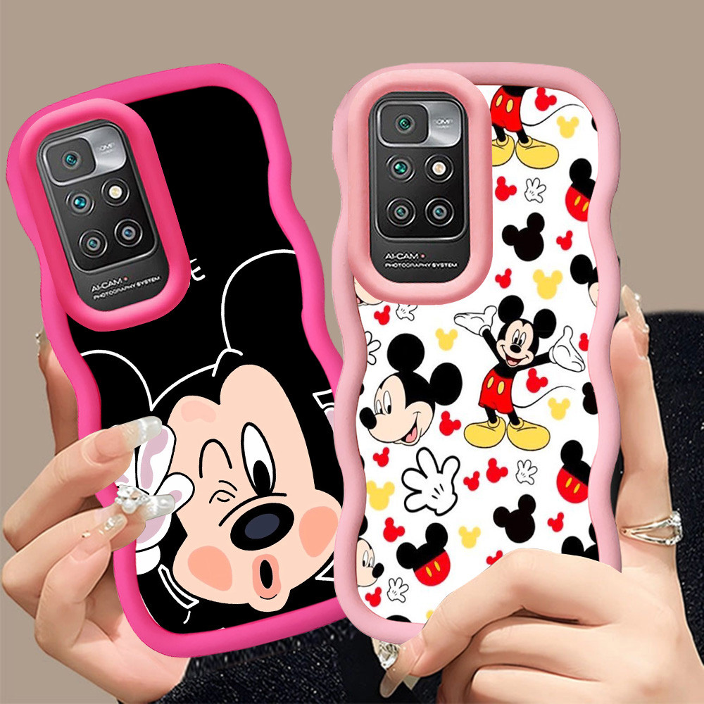 A-10 mickey mouse Casing untuk Xiaomi Redmi Note 10 10S 2022 Pro Max hitam merah Pink Case