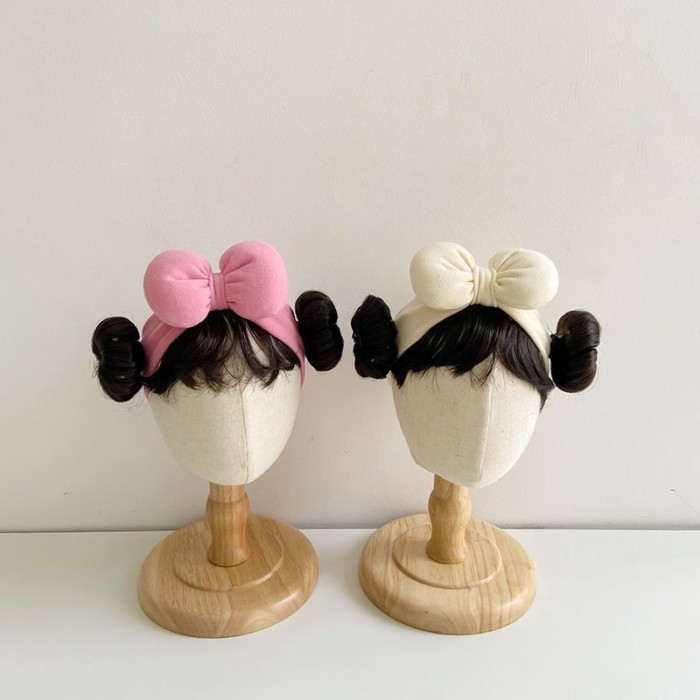 Topi Wig Topi Busur untuk Bayi Pria dan Wanita, Pelindung Fontanel Lucu, Topi Janin Balita, Gaya Mus