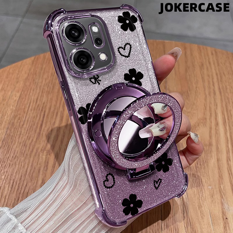 Glitter Card Case HP Oppo A53 A9 2020 A57 2022 A17K A15 Cermin Dengan Stand Oppo Case Silikon Casing