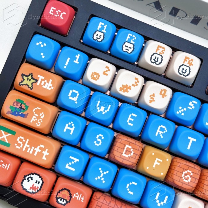 Mario Theme Keycaps, Cute Full Set Of MOA Height Pbt Five-sided Sublimation PBT Mechanical Adaptati